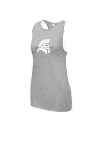 Ladies Tank - Gray with White Spartan Head and Spartans in Green