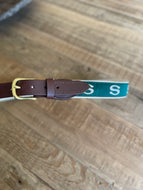 Belt - Khaki Canvas with Green Ribbon and Khaki Spartan S