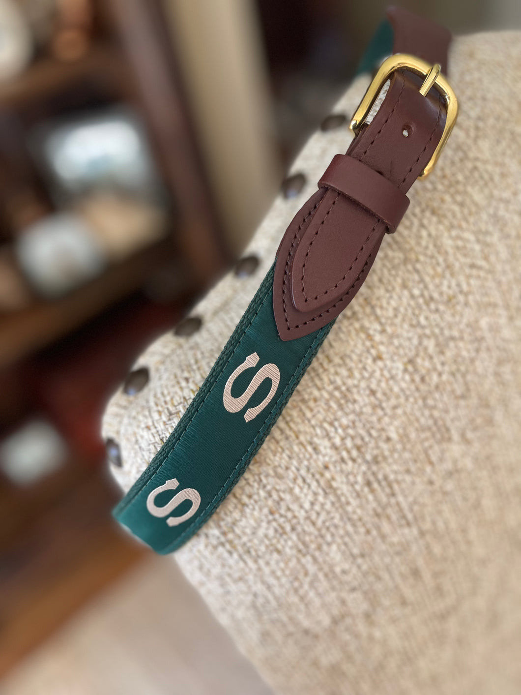 Belt - Green Canvas with Green Ribbon and Khaki Spartan S